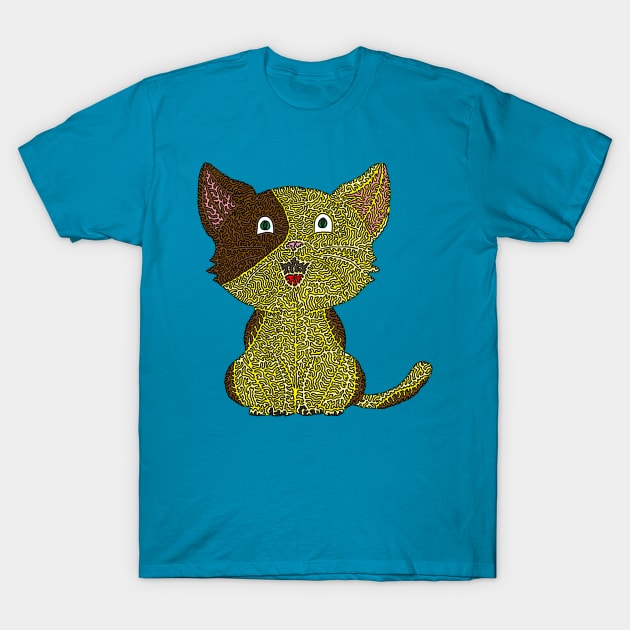 Squiggle Kitten T-Shirt by NightserFineArts